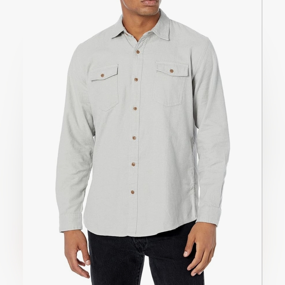 Nwt flannel button-down shirt long sleeve‎ light Heather gray Large
